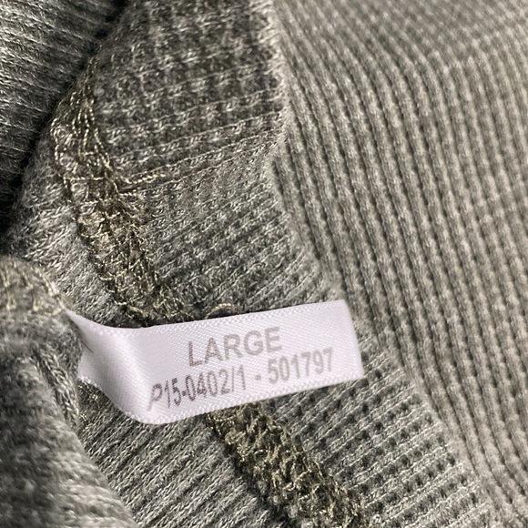 Hanes Waffle Thermal Olive Green Men's Crew Top Long Sleeves Tee Shirt Size L !! - Picture 5 of 10